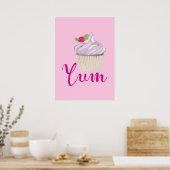 Poster Dreamy Cupcake rose avec Yum framboise! (Cuisine)