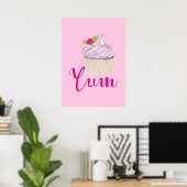 Poster Dreamy Cupcake rose avec Yum framboise! (Bureau à domicile)