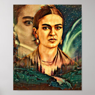 Poster Dreamy Frida Kahlo Surreal Outdoor Woods Scène