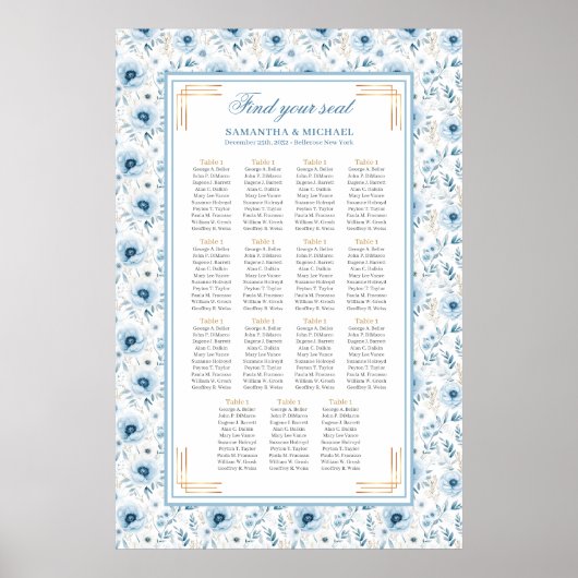 Poster Dreamy Pastel Blue Gold Aquarelle de siège (Devant)