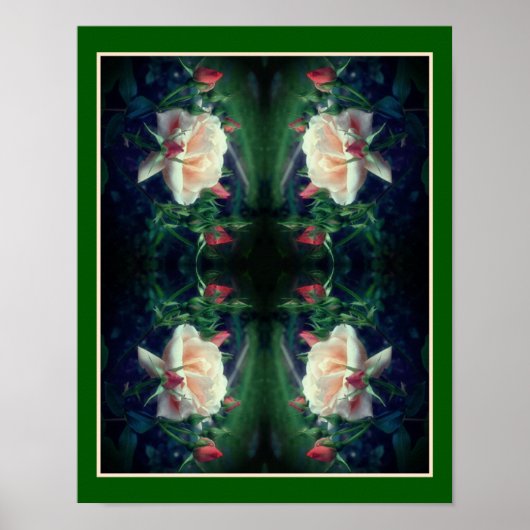 Poster Dreamy Peach Rose Et Buds Abstrait (Devant)