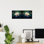 Poster Dreamy Peach Rose Et Buds Mirror Abstrait (Bureau à domicile)