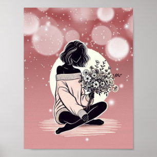 Poster Dreamy Pink Elegance : La réflexion tranquille d'u