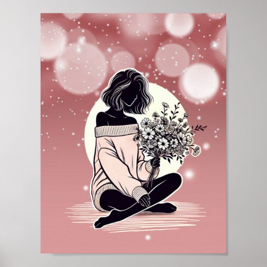 Poster Dreamy Pink Elegance : La réflexion tranquille d'u (Devant)