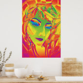 Poster Dreamy Psychedelic Utopian Girl (Cuisine)