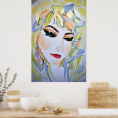 Poster Dreamy Psychedelic Utopian Girl (Cuisine)
