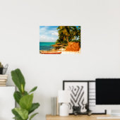 Poster Dreamy Tropical Beach avec Rowboat (Bureau à domicile)