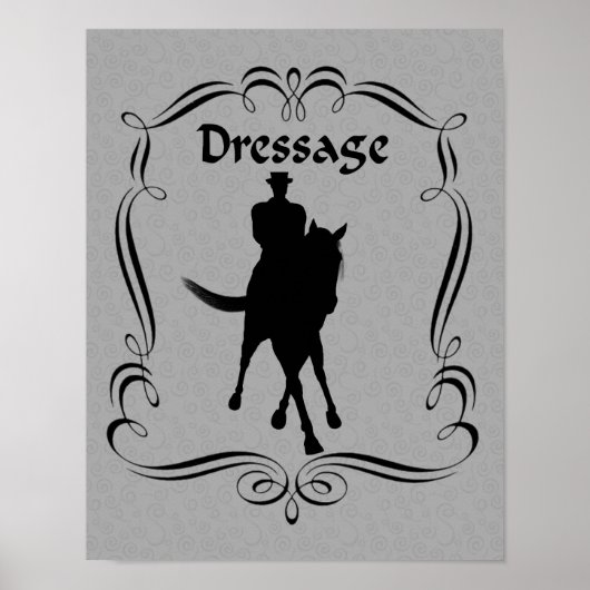 Poster Dressage Cheval Et Rider Silhouette (Devant)
