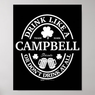 Poster Drink Like A Campbell Shamrock St Patricks Day 