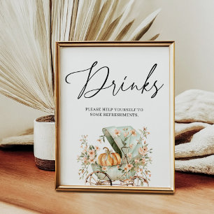 Poster Drink Station Fall Little Citrouille Baby shower