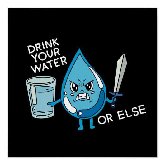 Poster drink your water funny joke drop cartoon animation (Devant)