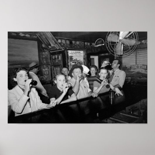 Poster Drinking Beer At The Bar - Great Depression - 1938 (Devant)