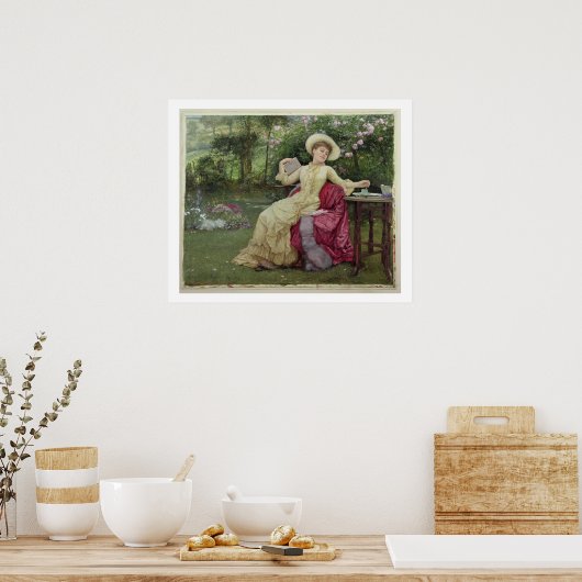 Poster Drinking Coffee and Reading in the Garden (Cuisine)