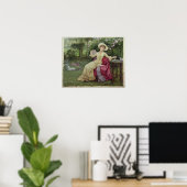 Poster Drinking Coffee and Reading in the Garden (Bureau à domicile)