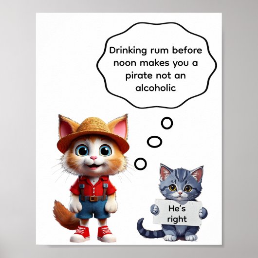 Poster Drinking rum before noon makes you a pirate (Devant)