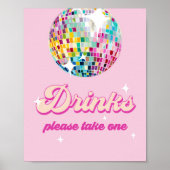 Poster Drinks Table Disco Ball Retro Groovy Birthday (Devant)