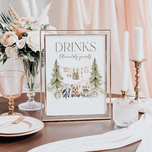 Poster Drinks Woodland Adventure Boy Baby Shower