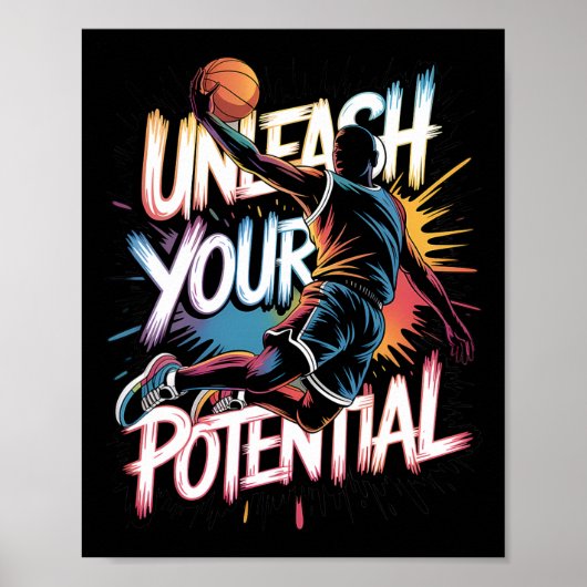 Poster Drip Sketll Unleash Your Potential Slam Dunk Color (Devant)