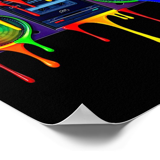 Poster Dripng Paint Boombox Funny Old School 80s Music Hi (Coin)