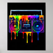 Poster Dripng Paint Boombox Funny Old School 80s Music Hi (Devant)