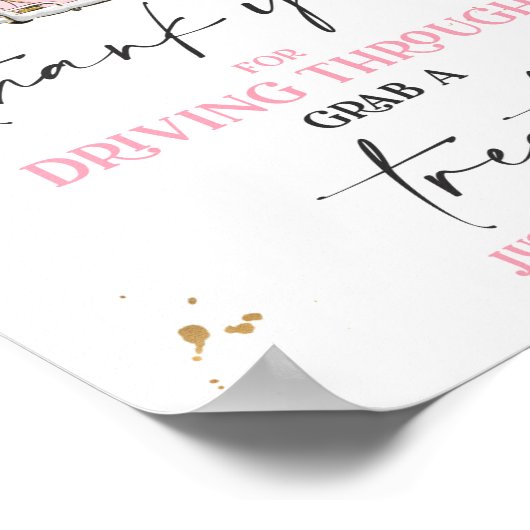 Poster Drive By Baby shower Treat Favoriser Sign rose Flo (Coin)