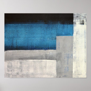 Poster 'Droit devant' Art Turquoise et gris Abstrait