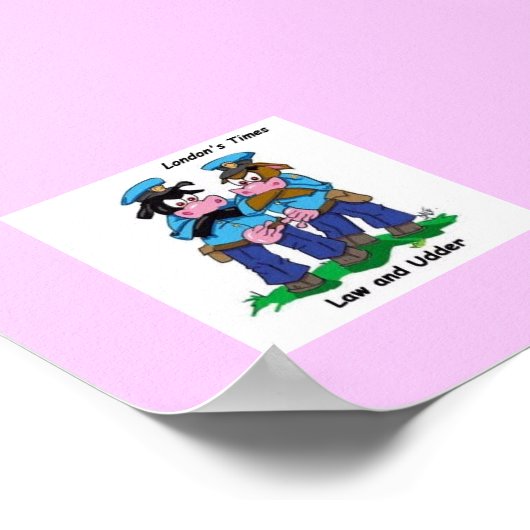 Poster Droit & Udder Funny Vache dessin (Coin)