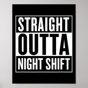 Poster Droite En Nuit Shift Funny Nurse Emt Cadeau