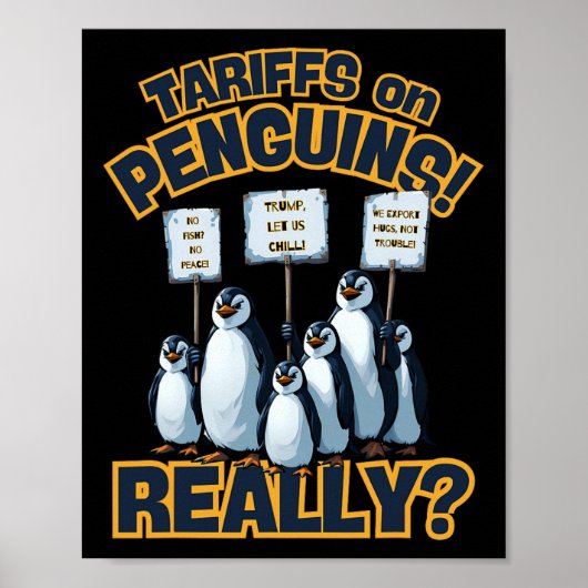 Poster Droits de douane sur la protestation des manchots (Devant)