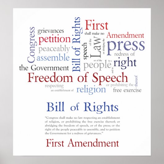 Poster Droits du premier amendement - Liberté d'expressio (Devant)