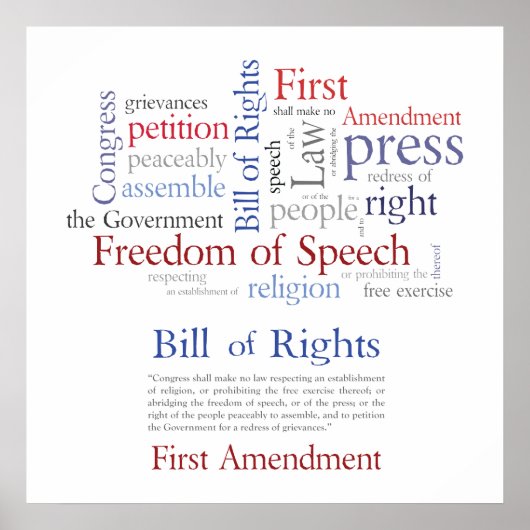 Poster Droits du premier amendement - Liberté d'expressio (Devant)