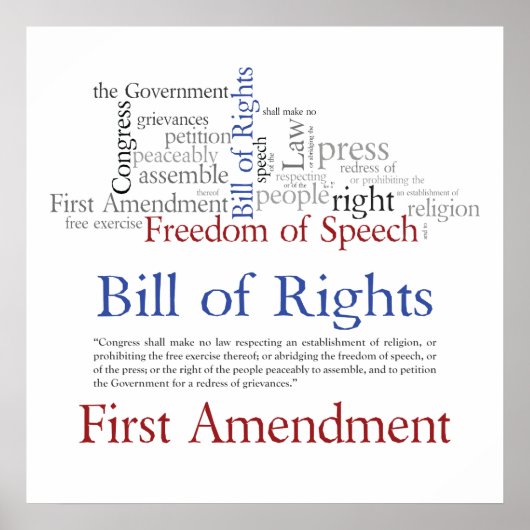 Poster Droits du premier amendement - Liberté d'expressio (Devant)