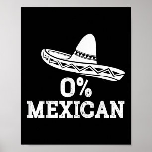 Poster Drôle 0% Mexicain Avec Sombrero Pour Cinco De Mayo