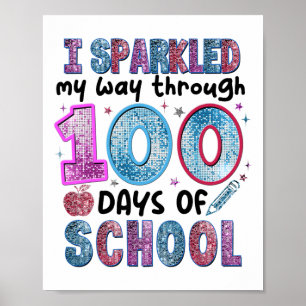 Poster Drôle 100 Jours D'école Enseignant Élève Enfants 1