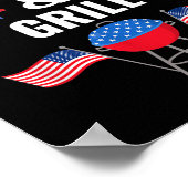 Poster Drôle 4 Juillet Go 4 Et Grill Fumer Grille (Coin)