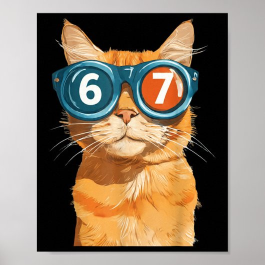 Poster Drôle 67 Chat Orange Mème Six Sept Chats Correspon (Devant)