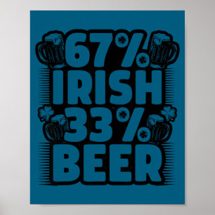 Poster Drôle 67 Irlandais 33 Bière Six