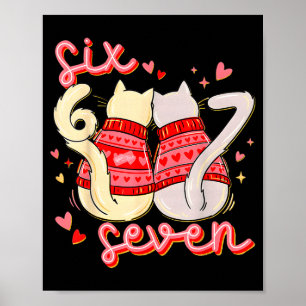 Poster Drôle 67 Mème Chat Cœur Saint-Valentin Six Sept Ch