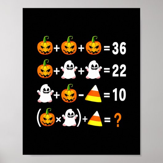 Poster Drôle 67 Mème Citrouille Fantôme Prof de Maths Hal (Devant)