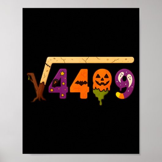 Poster Drôle 67 Mème Prof de maths 6 7 Halloween Carré Ro (Devant)