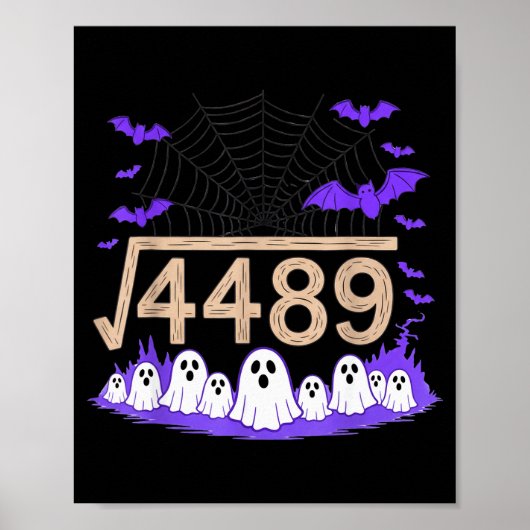 Poster Drôle 67 Mème Prof de maths 6 7 Halloween Carré Ro (Devant)