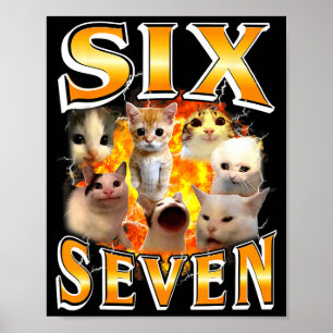 Poster Drôle 67 Mème Six Sept Chat Mème Drôle Bootleg Gra