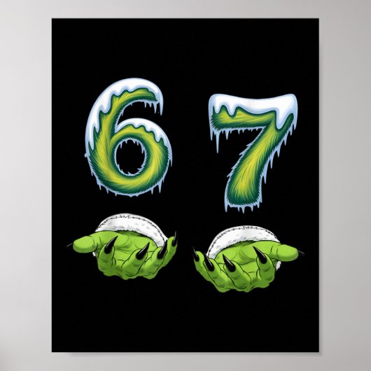 Poster Drôle 67 Mème Six Sept Monstre Épouvantable Mains (Devant)