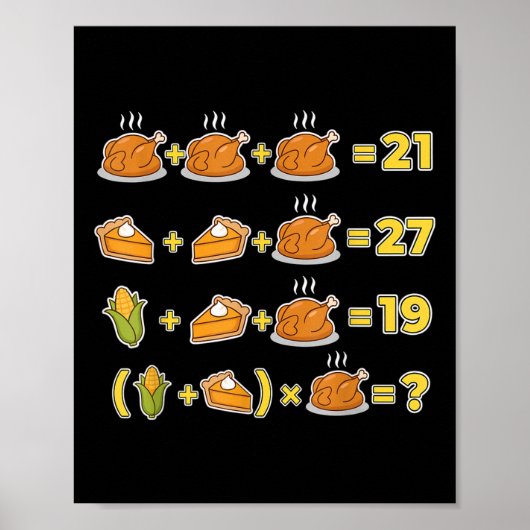 Poster Drôle 67 Meme Thanksgiving Math Puzzle Logique Din (Devant)