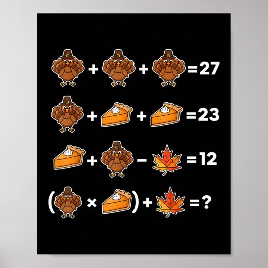 Poster Drôle 67 Memethanksgiving Prof de Maths Puzzle Din (Devant)