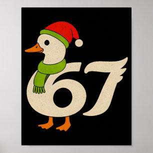 Poster Drôle 67 Oie Noël 6 7 Mème Canard Chapeau de Père