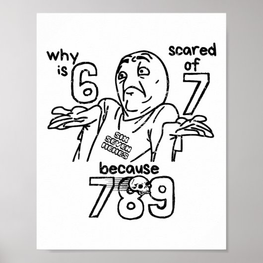 Poster Drôle 67 Pourquoi 6 a-t-il peur de 7 Parce que 789 (Devant)