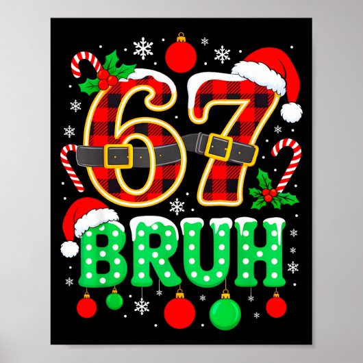 Poster Drôle 67 Six Sept Bruh Mème Noël Pyjama Fami (Devant)