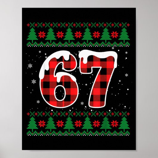 Poster Drôle 67 Six Sept Mème Brainrot Cringe Noël (Devant)