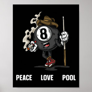 Poster Drôle 8 Ball Billard Joueur Huit Ball Billi